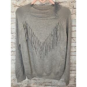 CBrand Womens Sweater Size Large With Fringe NWT Long Sleeve Round Neck